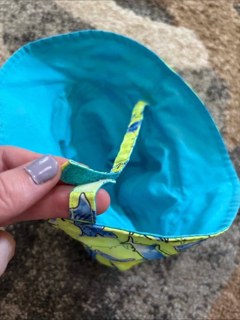Kids Reversible Shark Sun Hat - Lemon/Blue